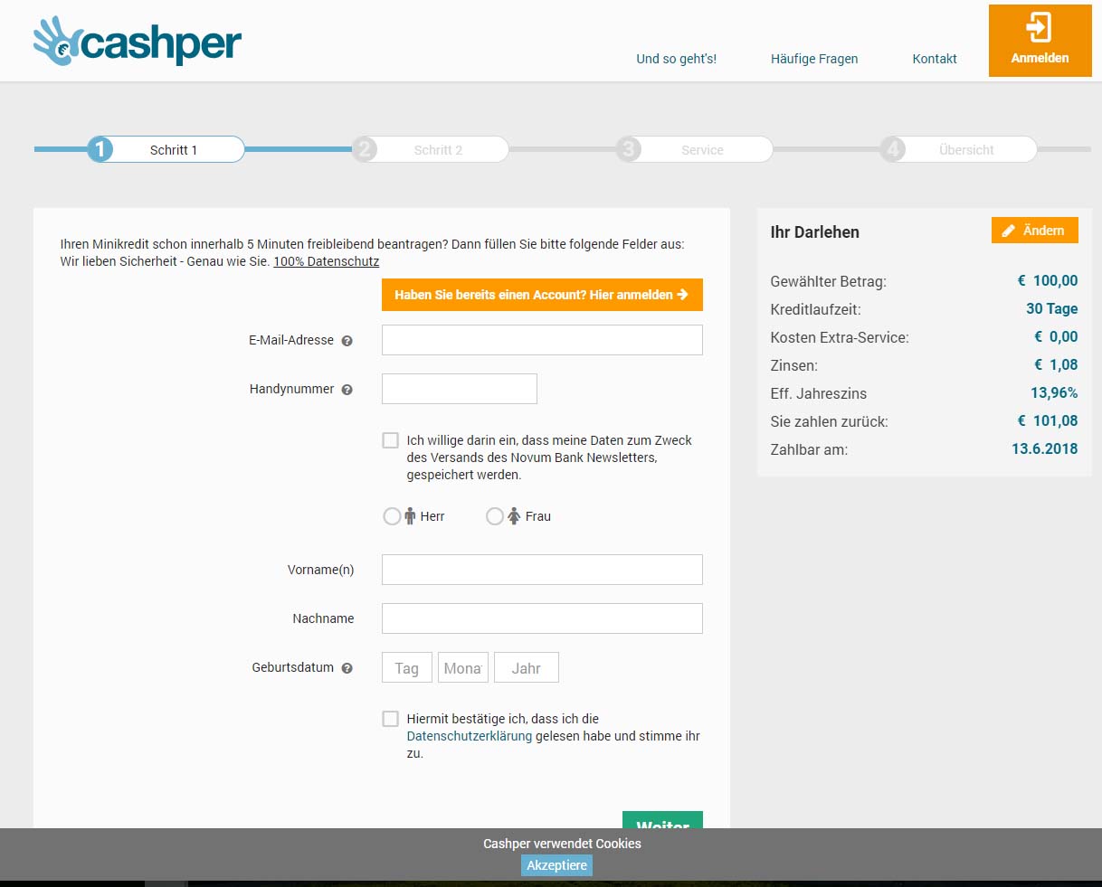Cashper Kredit Test Erfahrungen