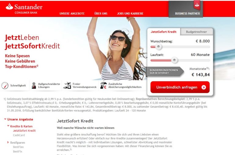 Santander Kredit Test Erfahrungen | Kredit Österreich